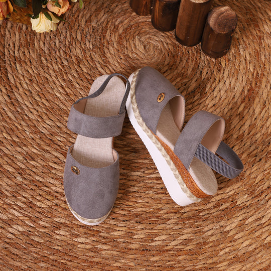 Damen komfortable Keil-Sandalen mit elastischen Riemen EB