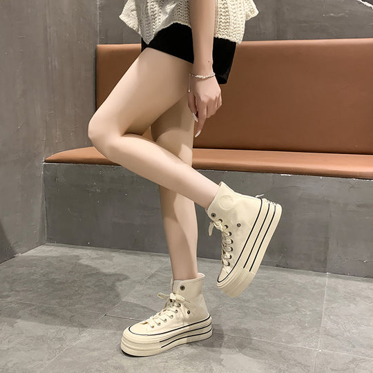 Damen Modische Plateau Sneakers mit hohem Tragekomfort und flexiblem Obermaterial EB