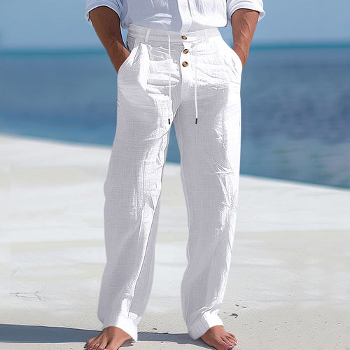 Herren lässige Strandhose mit elastischem Bund und Druckknopf EB