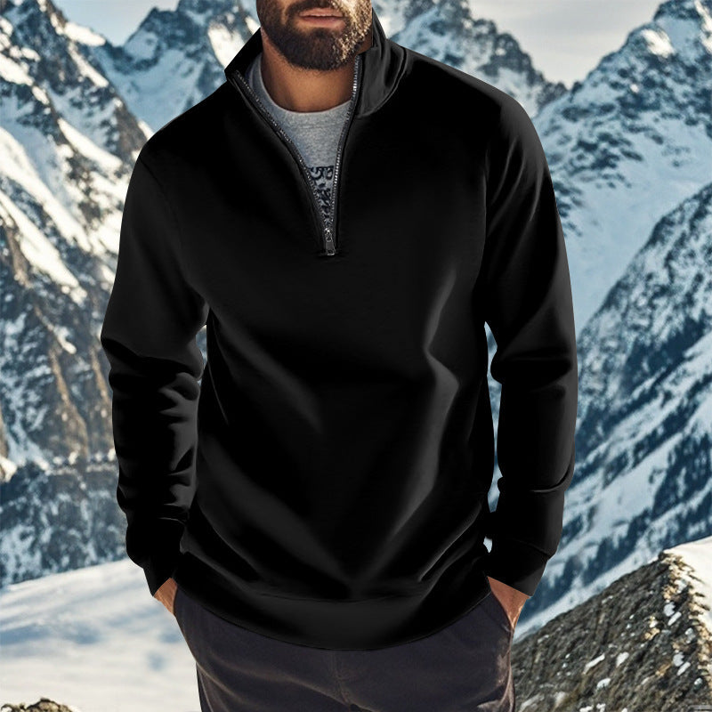 Herren nan komfortables Halbzip-Sweatshirt mit Stehkragen, leicht angerauter Innenseite und geripptem Saum EB