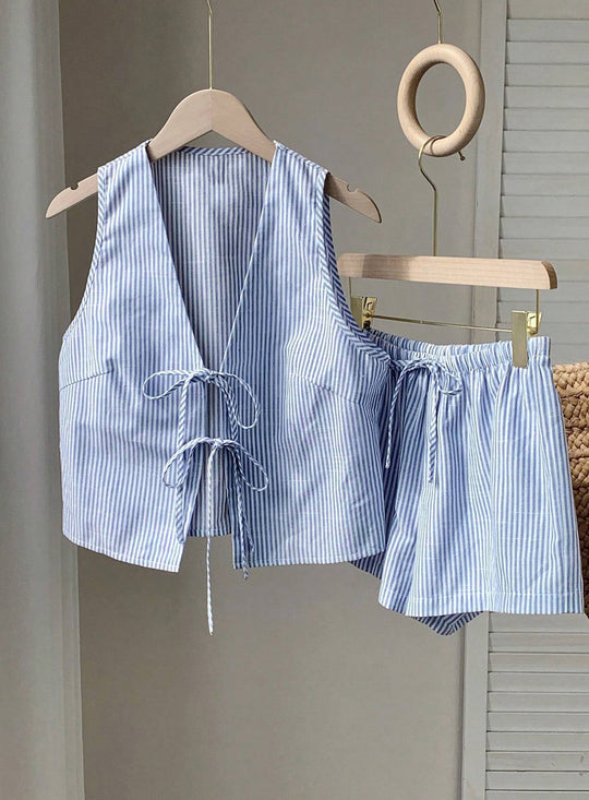 Damen Lässiges Zweiteiliges Set mit Bindegürtel EB