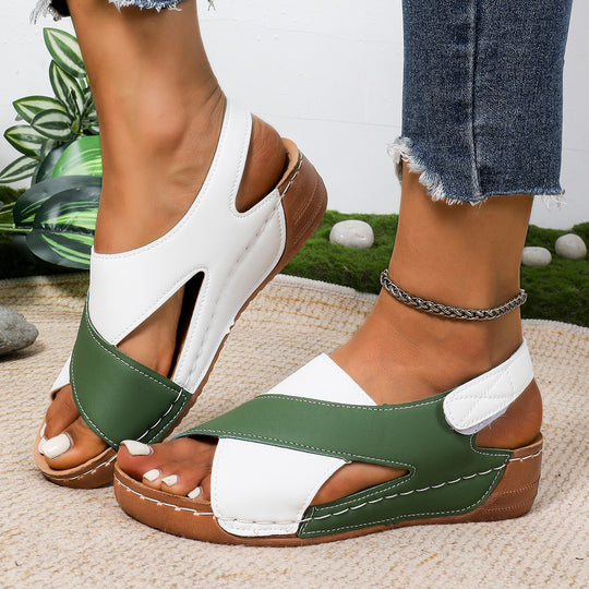 Damen Bequeme orthopädische Sandalen mit verstellbarem Fersenriemen EB