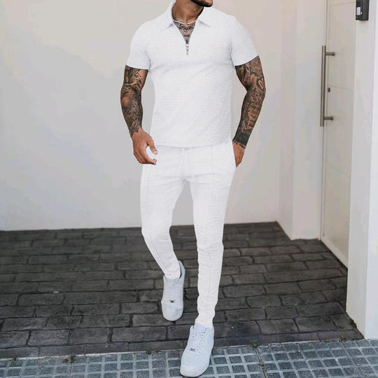 Herren Freizeit-Set mit modernem Kurzarm-Polo und eleganten Jogginghosen EB