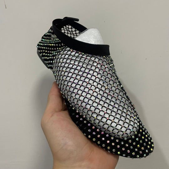 Damen modische Netz-Slippers mit funkelnden Strassapplikationen EB