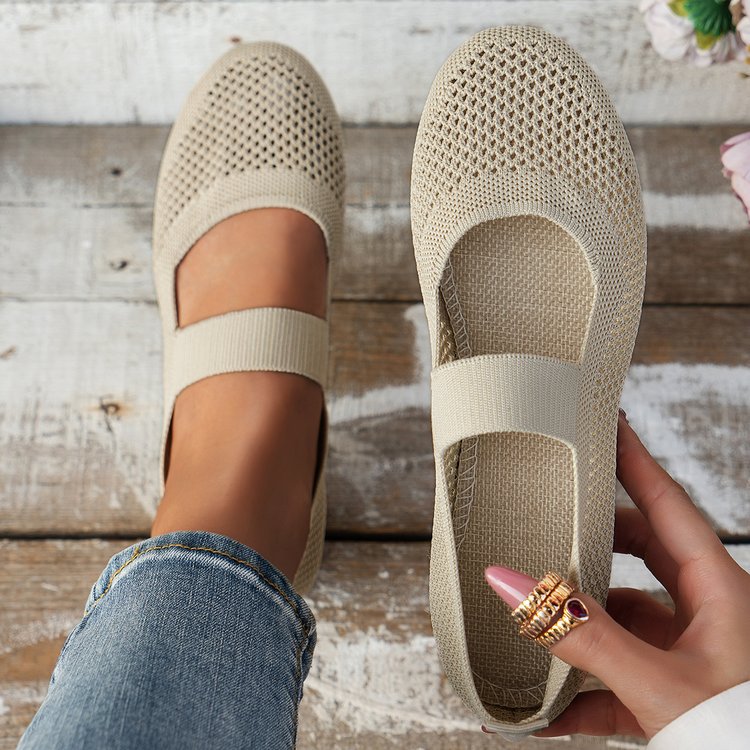 Damen atmungsaktive Slipper mit elegantem Riemendesign und flexibler Sohle EB