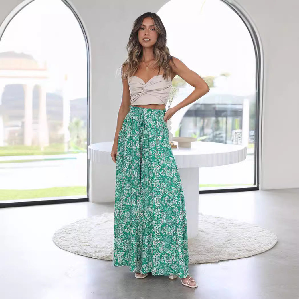 Damen Weite Palazzo-Hose mit elastischem Bund und praktischen Taschen EB