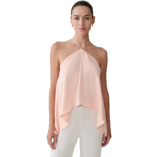 Damen Halter-Top aus fließendem Chiffon mit asymmetrischem Saum EB