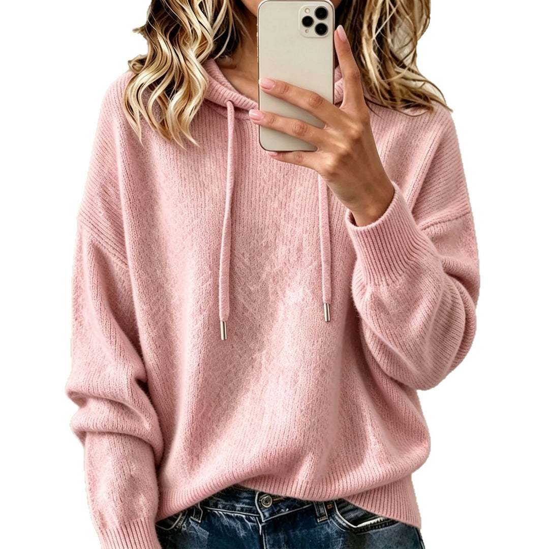 Damen Oversize Strickhoodie aus weichem Feinstrick mit Kordelzug EB