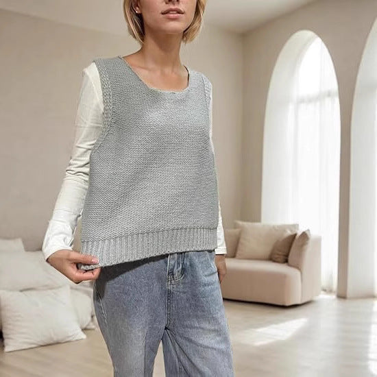 Damen Strickweste mit dekorativen Schleifen und offenem Schnitt EB