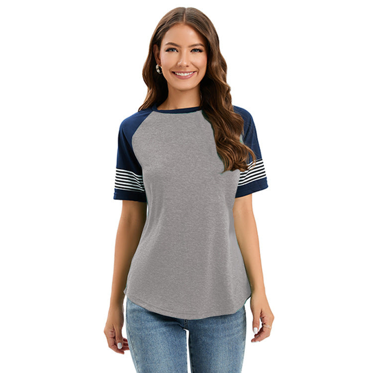 Damen sportliches Raglan-T-Shirt mit Streifenmuster EB