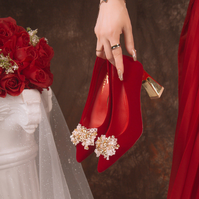 Damen elegante Ballerinas mit dekorativem Blütenakzent EB