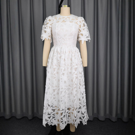 Damen Spitzen-Maxikleid mit floralem Design EB
