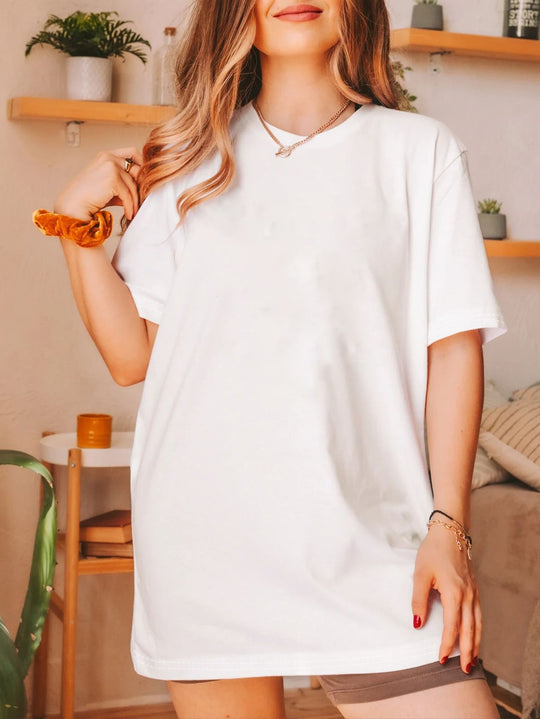 Damen oversized Baumwoll-T-Shirt mit geradem Schnitt und minimalistischem Design EB