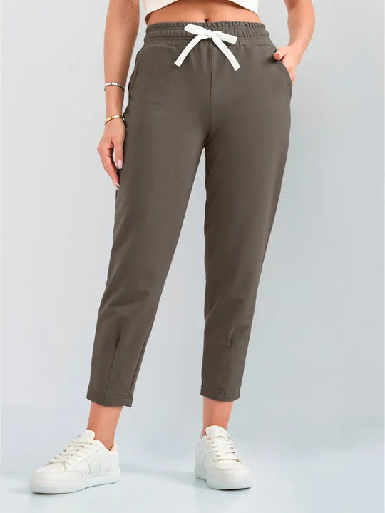 Damen Elegante Jogginghose mit Kordelzug und schmalem Schnitt EB