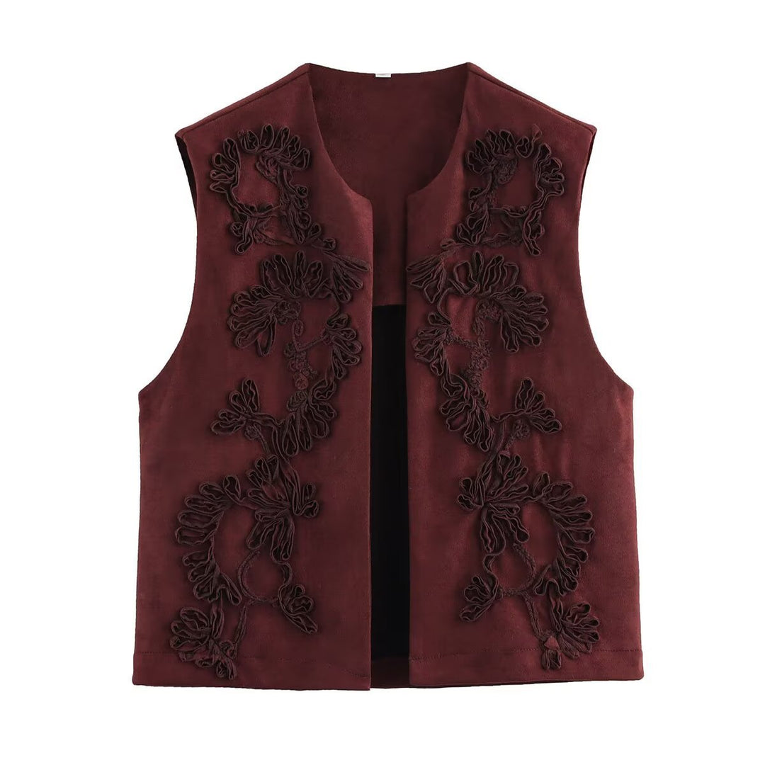 Damen Weste mit floralem Stickdesign EB