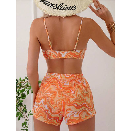 Damen Bikini-Set mit modischem Gummizug und trendy Wellenmuster EB