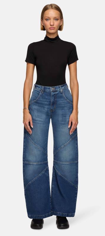 Damen breite Jeans mit einzigartigem Nahtdesign im angesagten Stil EB