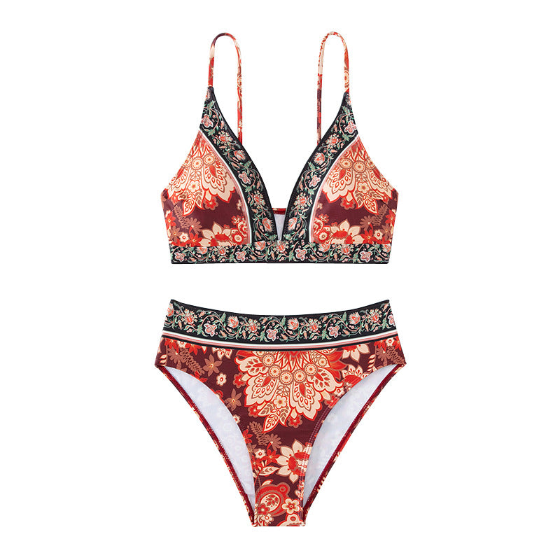 Damen Triangle-Bikini mit floralem Design und modischen Details EB