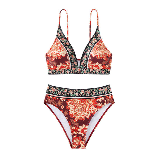 Damen Triangle-Bikini mit floralem Design und modischen Details EB