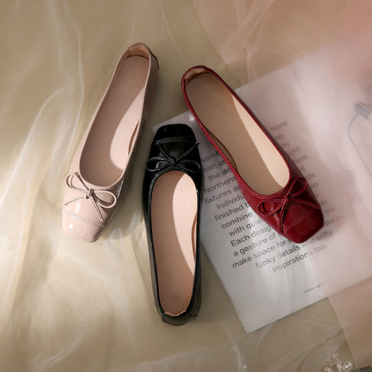 Damen elegante Ballerinas mit dekorativer Schleifenverzierung EB
