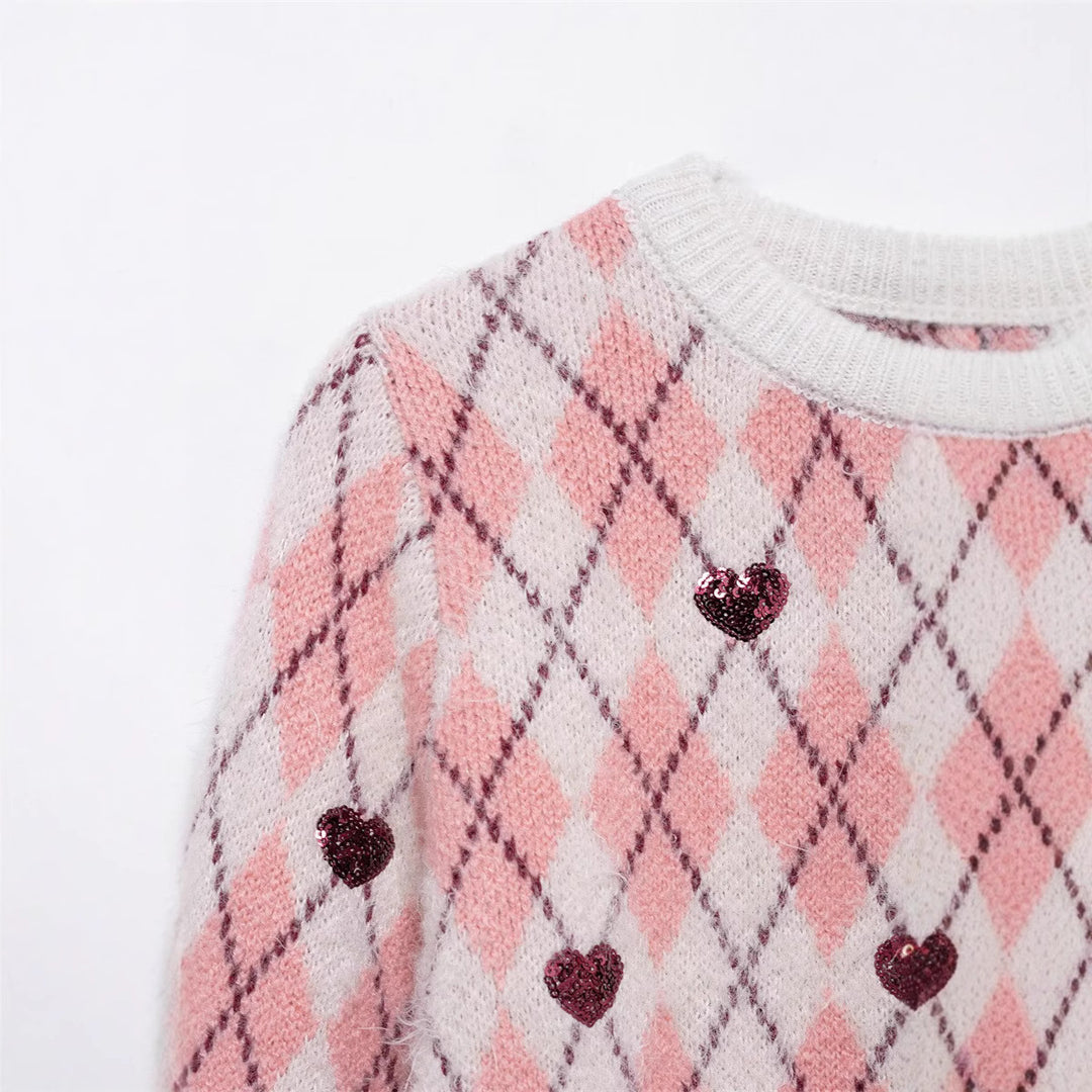 Damen Kuscheliger Pullover mit Herzdesign EB