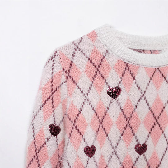 Damen Kuscheliger Pullover mit Herzdesign EB