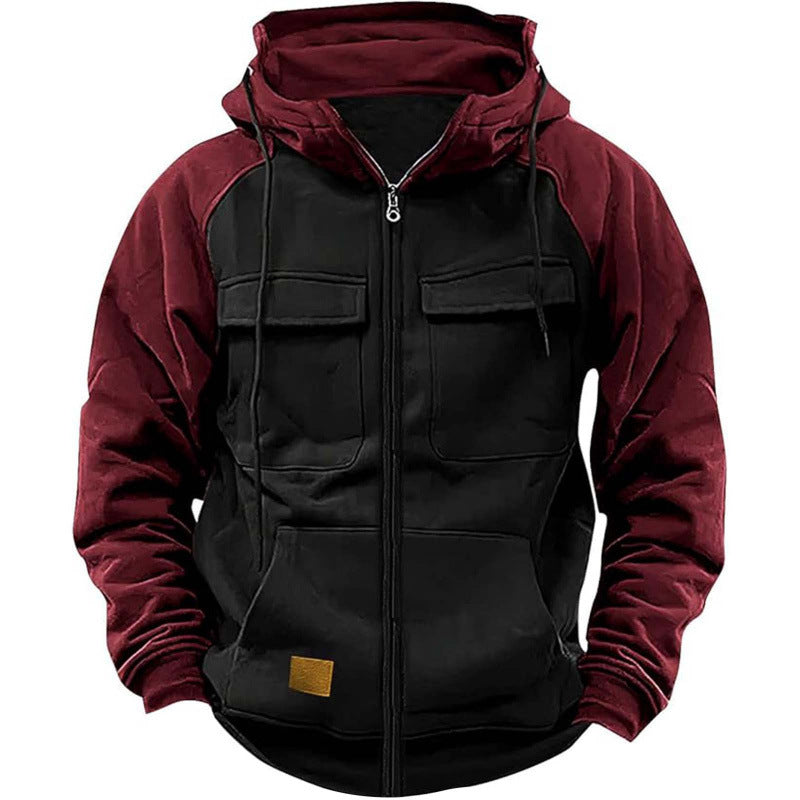 Herren Kapuzenjacke mit Cargo-Taschen und durchgehendem Reißverschluss EB