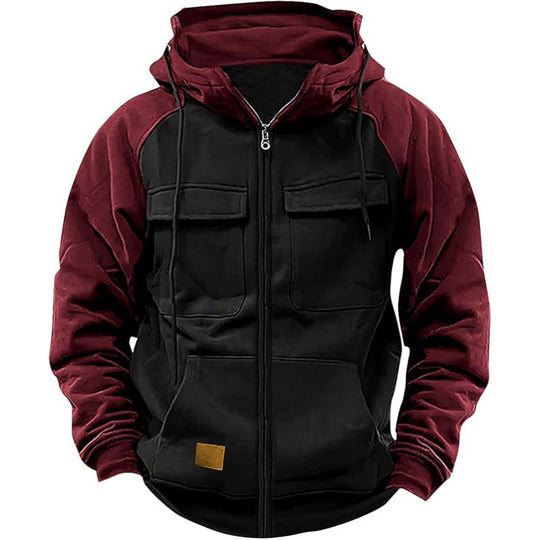 Herren Kapuzenjacke mit Cargo-Taschen und durchgehendem Reißverschluss EB