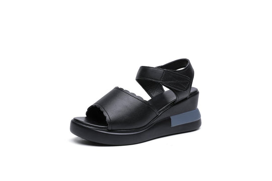 Damen Komfortable Wedge-Sandalen mit verstellbarem Riemen und gepolsterter Innensohle EB