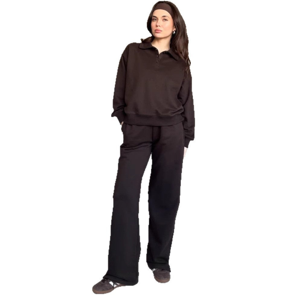 Damen lässiger Pullover mit Kragen und bequemen Sporthosen EB