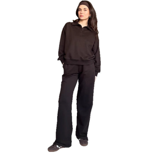 Damen lässiger Pullover mit Kragen und bequemen Sporthosen EB