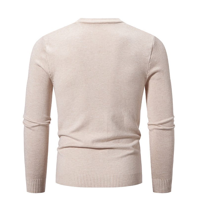 Herren Feiner Strickpullover mit Rundhalsausschnitt und Rippdetails EB