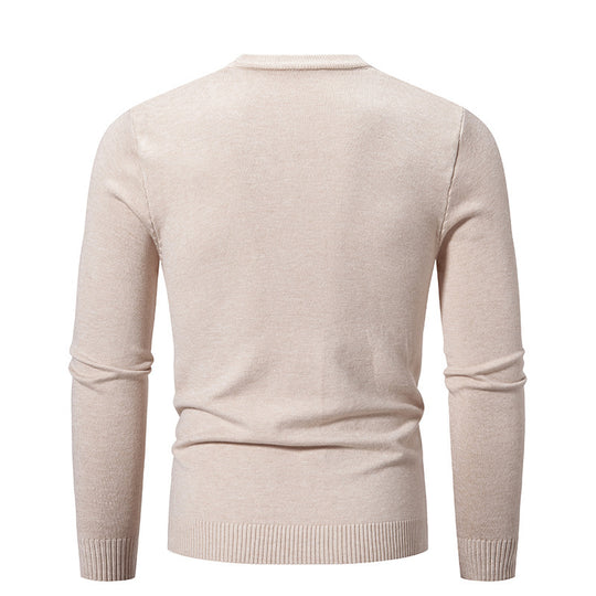Herren Feiner Strickpullover mit Rundhalsausschnitt und Rippdetails EB
