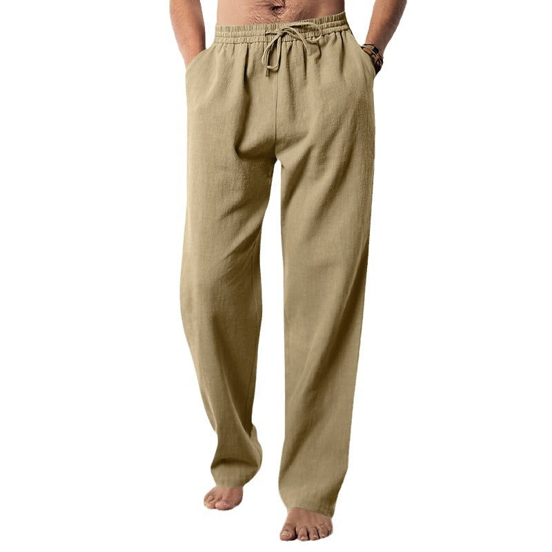 Herren nan komfortable Leinen-Loungehose mit extra weitem Bein, verstellbarem Kordelbund und atmungsaktiver Sommerqualität EB