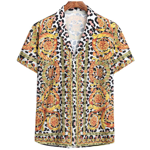 Herren Kurzarmhemd mit extravagantem Druck und luxuriösem Design EB