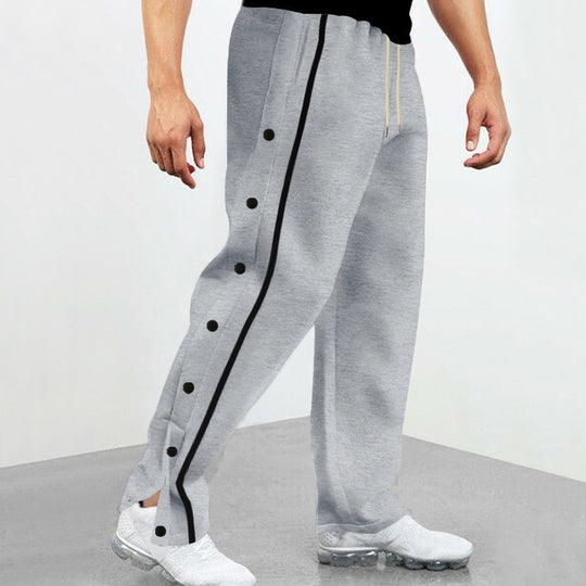 Herren nan seitliche Druckknopf-Trainingshose mit Kontraststreifen und weitem Schnitt EB