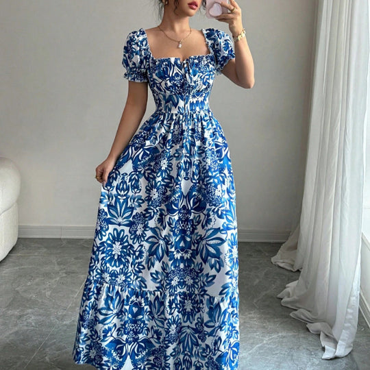 Damen Maxikleid mit quadratischem Ausschnitt und offenen Trägern EB