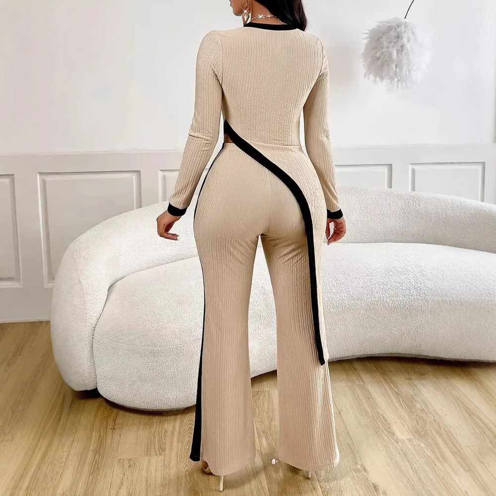 Damen Lässiger Jumpsuit mit seitlichen Kontraststreifen und elegantem Schnitt EB