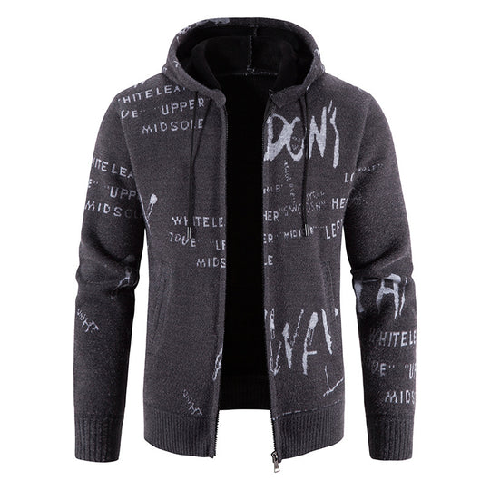 Herren modische Kapuzenjacke mit kreativem Print EB