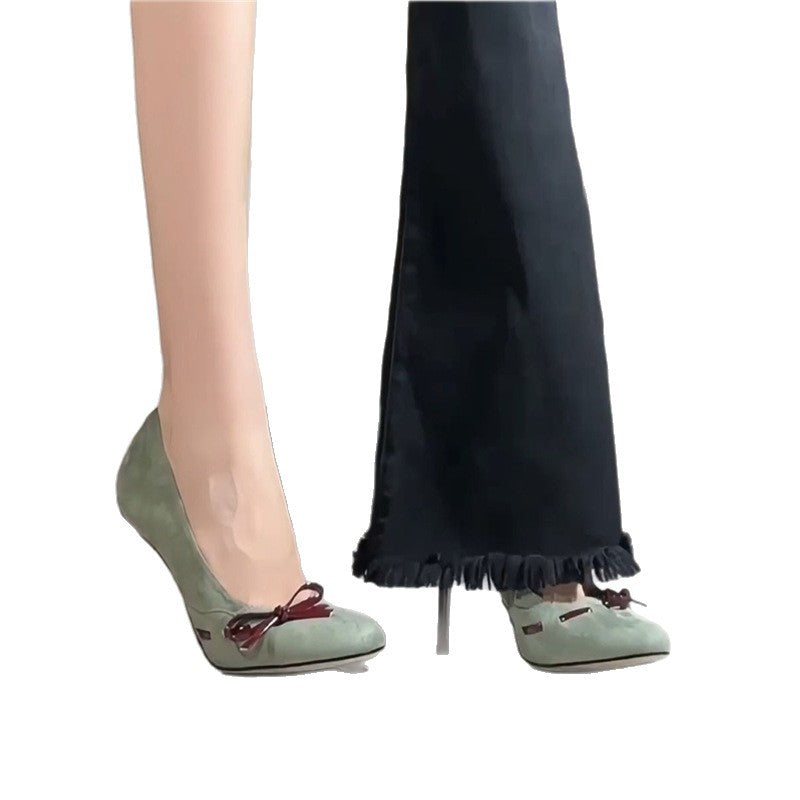 Damen elegante Ballerina-Pumps mit dekorativer Schleifenverzierung EB