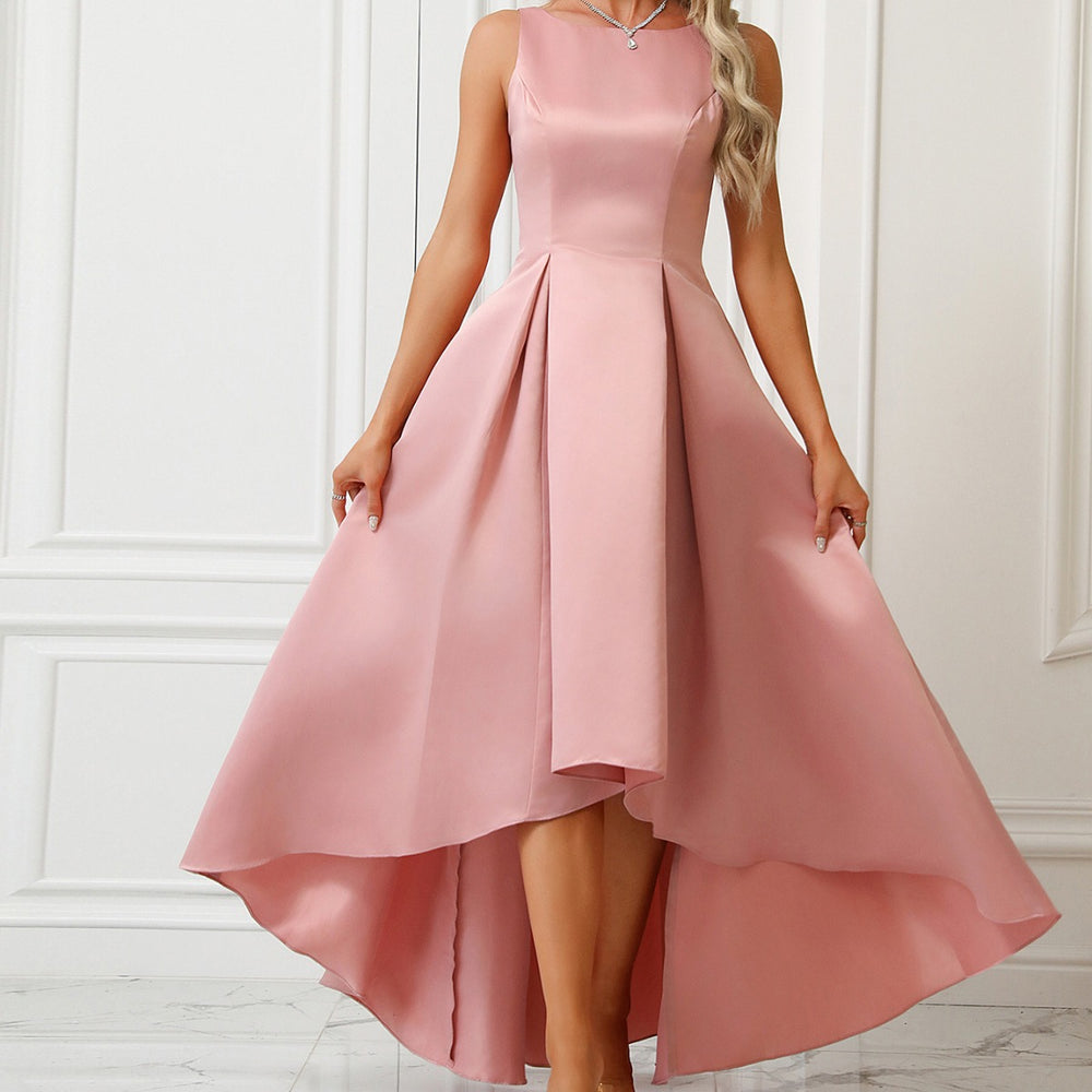 Damen Asymmetrisches Abendkleid aus satin mit Faltenwurf EB