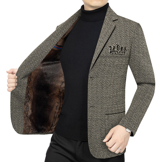 Herren Modernes Tweed-Sakko Slim Fit mit dezentem Emblem EB