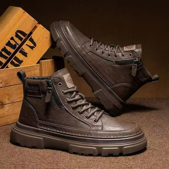 Damen modische High-Top Schnürstiefel mit robustem Profil und isolierendem Innenfutter EB