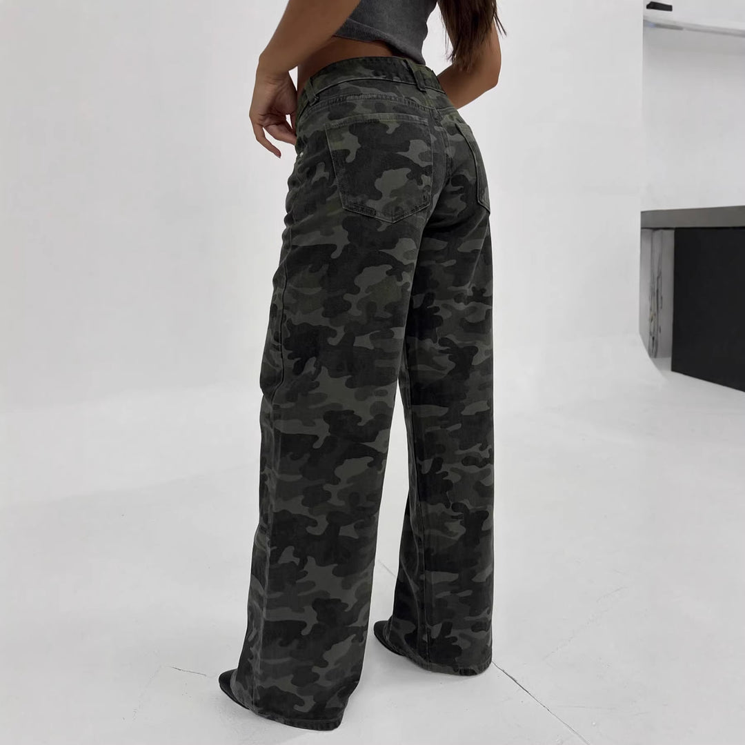Damen Relaxed Fit Cargohose mit modischem Camouflage-Muster EB