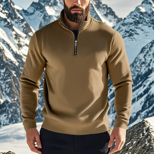 Herren nan komfortables Halbzip-Sweatshirt mit Stehkragen, leicht angerauter Innenseite und geripptem Saum EB