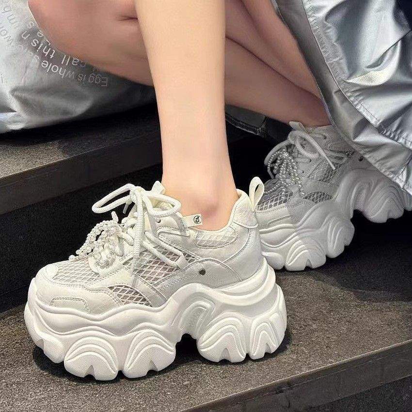 Damen Modische Chunky Sneakers mit atmungsaktiver Mesh-Oberfläche und dämpfender Sohle EB