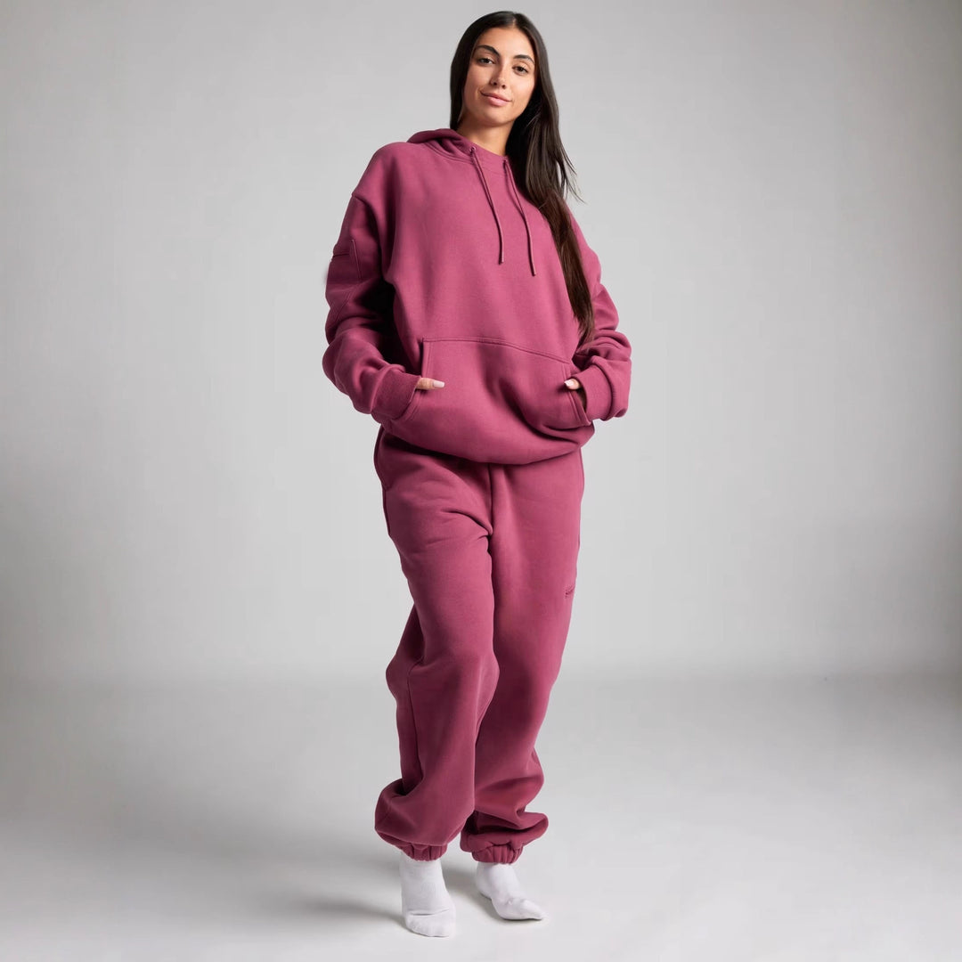 Damen nan Kapuzensweatshirt mit integrierter Schlafblende und weichem Fleece-Innenfutter EB