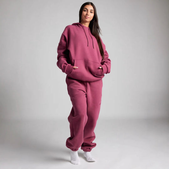 Damen nan Kapuzensweatshirt mit integrierter Schlafblende und weichem Fleece-Innenfutter EB