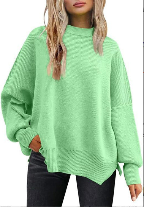 Damen Oversized Strickpullover mit breiten Ärmeln und strukturierter Oberfläche EB