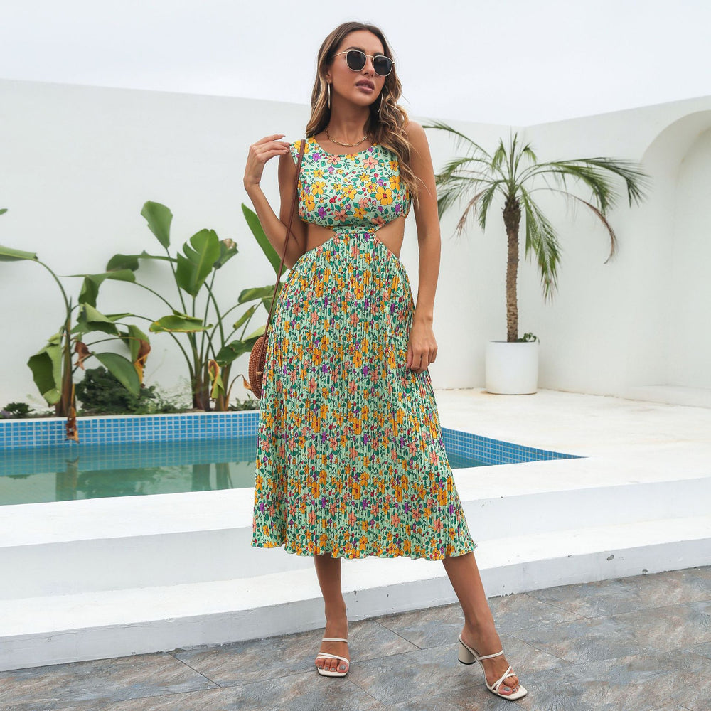 Damen Sommerkleid mit Cut-Out und floralen Motiven EB